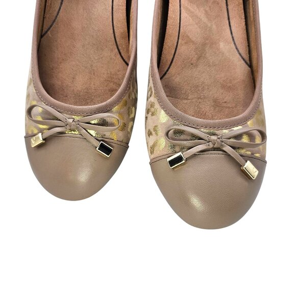 Vionic Minna Leather Toe Cap Ballet Flats Size 10 Aluminum Met Leopard - Picture 6 of 16
